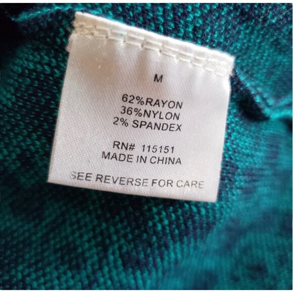 Romeo & Juliet Couture Knit Stretchy Dress Black Blue Geometric Print sz Medium - Picture 7 of 8